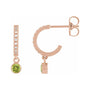 Sapphire Row Natural Gemstone & Diamond Pavé Hoop Earrings - Peridot, 14K Rose Gold