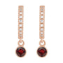 Sapphire Row Natural Gemstone & Diamond Pavé Hoop Earrings - Mozambique Garnet, 14K Rose Gold (view 2)