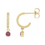Sapphire Row Natural Gemstone & Diamond Pavé Hoop Earrings - Pink Tourmaline, 14K Yellow Gold