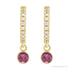 Sapphire Row Natural Gemstone & Diamond Pavé Hoop Earrings - Pink Tourmaline, 14K Yellow Gold (view 2)