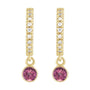 Sapphire Row Natural Gemstone & Diamond Pavé Hoop Earrings - Pink Tourmaline, 14K Yellow Gold (view 2)