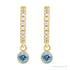 Sapphire Row Natural Gemstone & Diamond Pavé Hoop Earrings - Aquamarine, 14K Yellow Gold (view 2)
