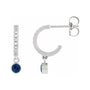 Sapphire Row Natural Gemstone & Diamond Pavé Hoop Earrings - Blue Sapphire, Platinum