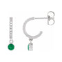 Sapphire Row Natural Gemstone & Diamond Pavé Hoop Earrings - Emerald, 14K White Gold