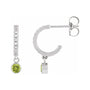 Sapphire Row Natural Gemstone & Diamond Pavé Hoop Earrings - Peridot, 14K White Gold