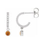 Sapphire Row Natural Gemstone & Diamond Pavé Hoop Earrings - Citrine, Platinum