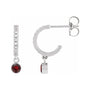 Sapphire Row Natural Gemstone & Diamond Pavé Hoop Earrings - Mozambique Garnet, 14K White Gold