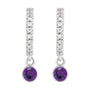 Sapphire Row Natural Gemstone & Diamond Pavé Hoop Earrings - Amethyst, 14K White Gold (view 2)