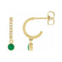 Sapphire Row Natural Gemstone & Diamond Pavé Hoop Earrings - Emerald, 14K Yellow Gold