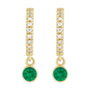 Sapphire Row Natural Gemstone & Diamond Pavé Hoop Earrings - Emerald, 14K Yellow Gold (view 2)