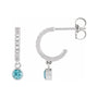 Sapphire Row Natural Gemstone & Diamond Pavé Hoop Earrings - Blue Zircon, Platinum