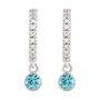 Sapphire Row Natural Gemstone & Diamond Pavé Hoop Earrings - Blue Zircon, Platinum (view 2)