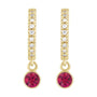 Sapphire Row Natural Gemstone & Diamond Pavé Hoop Earrings - Ruby, 14K Yellow Gold (view 2)