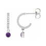 Sapphire Row Natural Gemstone & Diamond Pavé Hoop Earrings - Amethyst, Platinum