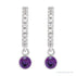 Sapphire Row Natural Gemstone & Diamond Pavé Hoop Earrings - Amethyst, Platinum (view 2)