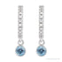 Sapphire Row Natural Gemstone & Diamond Pavé Hoop Earrings - Aquamarine, Platinum (view 2)