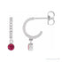 Sapphire Row Natural Gemstone & Diamond Pavé Hoop Earrings - Ruby, 14K White Gold