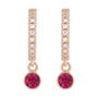 Sapphire Row Natural Gemstone & Diamond Pavé Hoop Earrings - Ruby, 14K Rose Gold (view 2)
