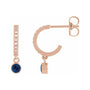 Sapphire Row Natural Gemstone & Diamond Pavé Hoop Earrings - Blue Sapphire, 14K Rose Gold