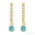 Sapphire Row Natural Gemstone & Diamond Pavé Hoop Earrings - Blue Zircon, 14K Yellow Gold (view 2)