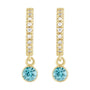 Sapphire Row Natural Gemstone & Diamond Pavé Hoop Earrings - Blue Zircon, 14K Yellow Gold (view 2)
