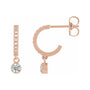 Sapphire Row Natural Gemstone & Diamond Pavé Hoop Earrings - White Sapphire, 14K Rose Gold
