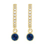 Sapphire Row Natural Gemstone & Diamond Pavé Hoop Earrings - Blue Sapphire, 14K Yellow Gold (view 2)
