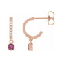 Sapphire Row Natural Gemstone & Diamond Pavé Hoop Earrings - Pink Tourmaline, 14K Rose Gold