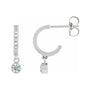 Sapphire Row Natural Gemstone & Diamond Pavé Hoop Earrings - White Sapphire, 14K White Gold