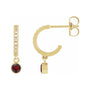 Sapphire Row Natural Gemstone & Diamond Pavé Hoop Earrings - Mozambique Garnet, 14K Yellow Gold