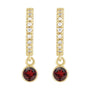 Sapphire Row Natural Gemstone & Diamond Pavé Hoop Earrings - Mozambique Garnet, 14K Yellow Gold (view 2)