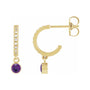 Sapphire Row Natural Gemstone & Diamond Pavé Hoop Earrings - Amethyst, 14K Yellow Gold