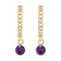 Sapphire Row Natural Gemstone & Diamond Pavé Hoop Earrings - Amethyst, 14K Yellow Gold (view 2)
