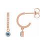 Sapphire Row Natural Gemstone & Diamond Pavé Hoop Earrings - Aquamarine, 14K Rose Gold