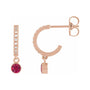 Sapphire Row Lab-Grown Gemstone & Diamond Pavé Hoop Earrings - Ruby, 14K Rose Gold