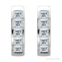 Sapphire Row Natural Diamond Princess Channel-Set Huggie Earrings - Platinum (view 2)