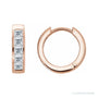 Sapphire Row Natural Diamond Princess Channel-Set Huggie Earrings - 14K Rose Gold