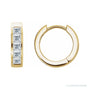 Sapphire Row Natural Diamond Princess Channel-Set Huggie Earrings - 14K Yellow Gold