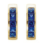 Sapphire Row Lab-Grown Blue Sapphire Channel-Set Huggie Earrings - 14K Yellow Gold (view 2)