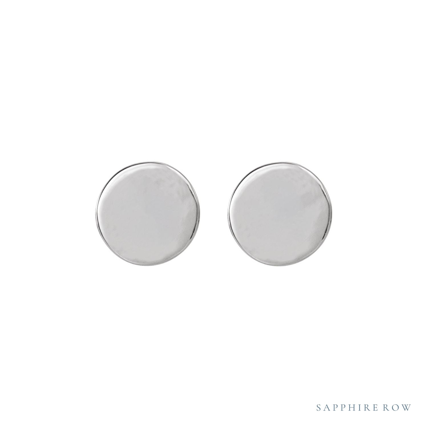 Sapphire Row Engravable Gold Disc Stud Earrings - Platinum, 6.3 mm (view 2)
