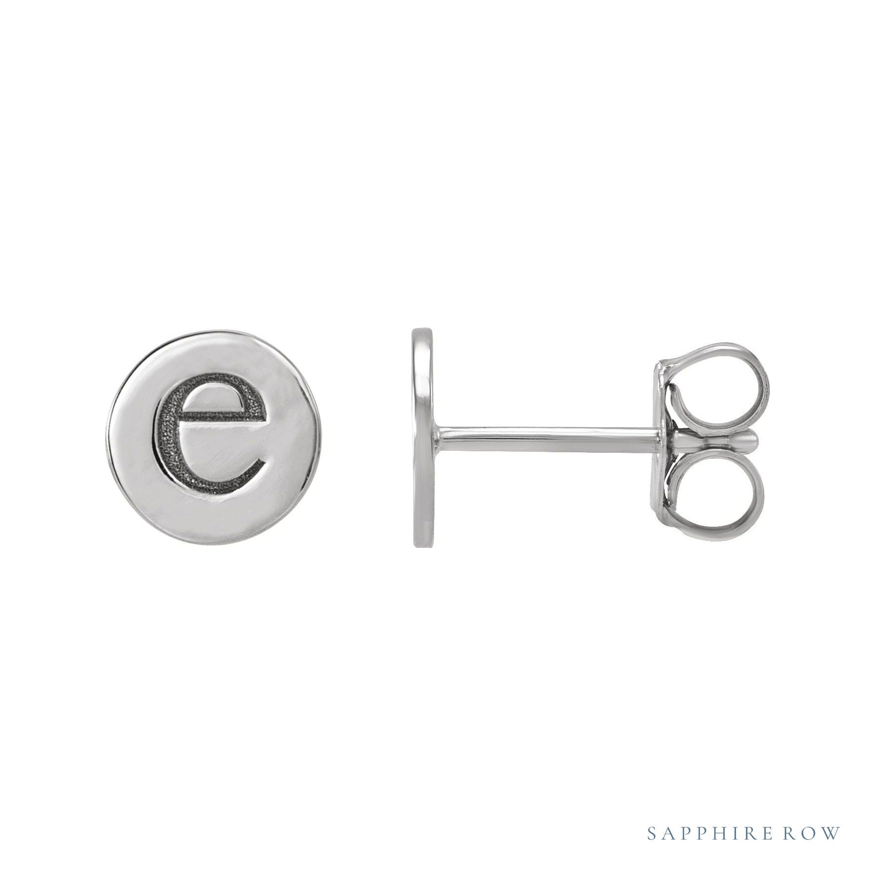 Sapphire Row Engravable Gold Disc Stud Earrings - Platinum, 6.3 mm (view 3)