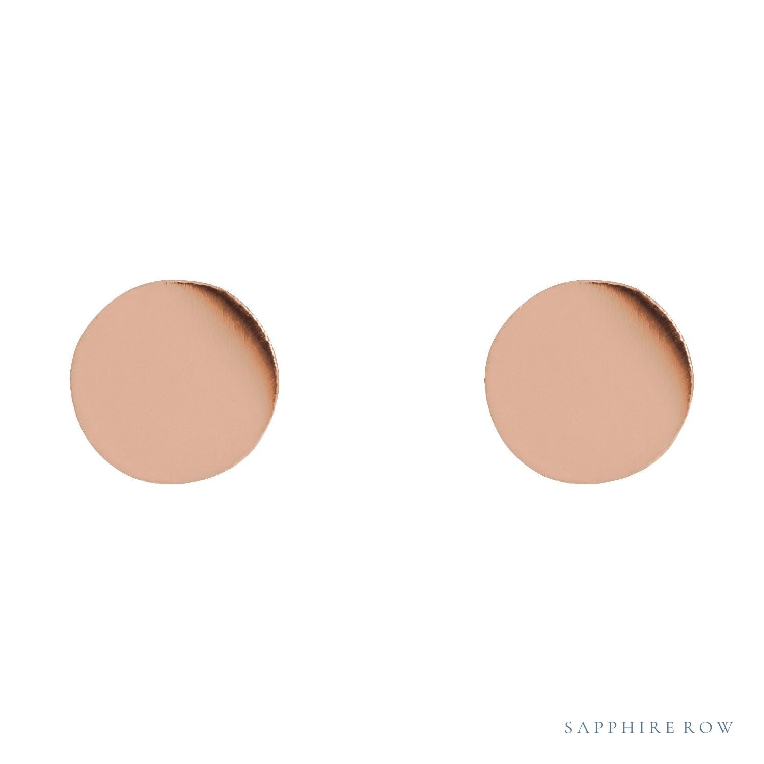 Sapphire Row Engravable Gold Disc Stud Earrings - 14K Rose Gold, 5 mm (view 2)