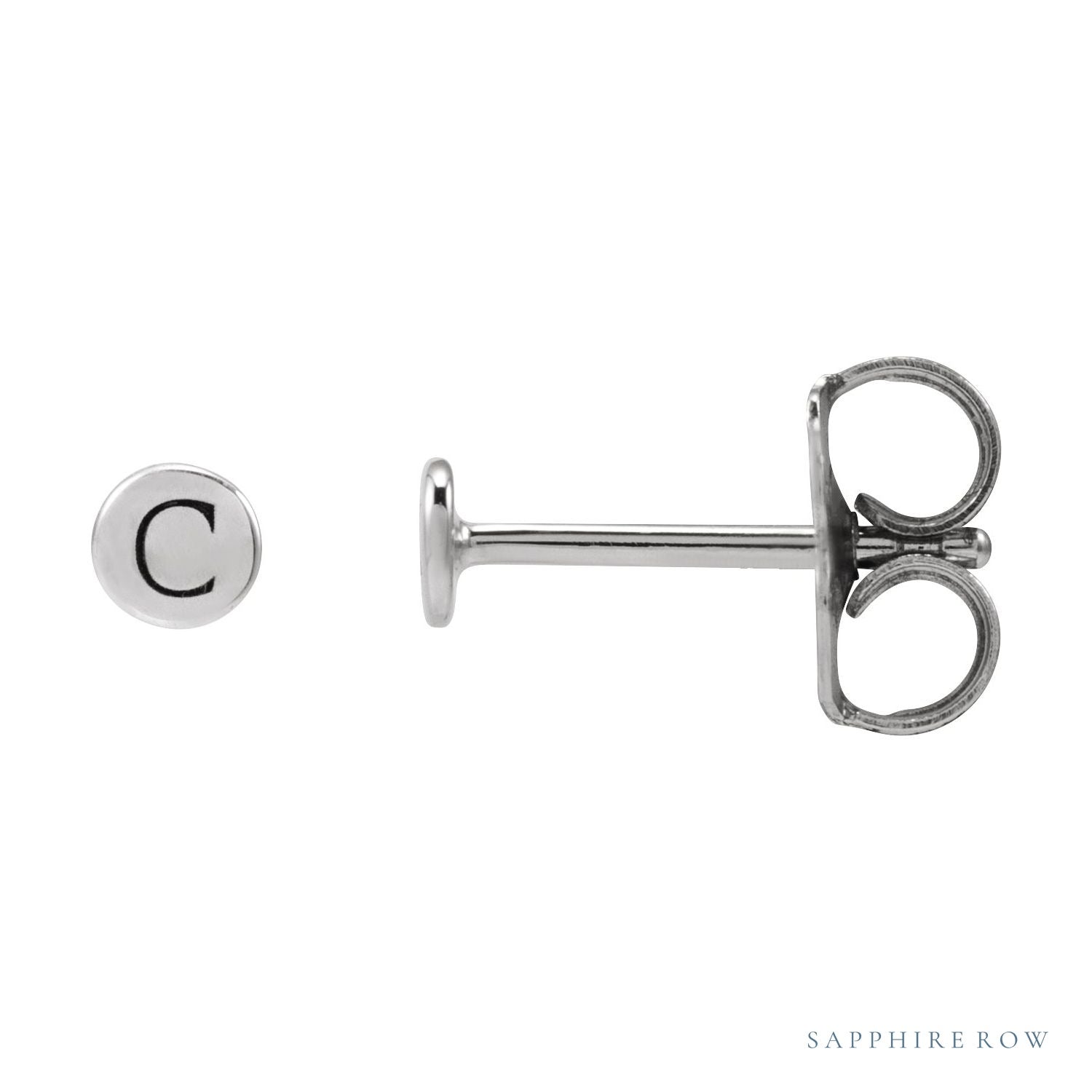 Sapphire Row Engravable Gold Disc Stud Earrings - Platinum, 3 mm