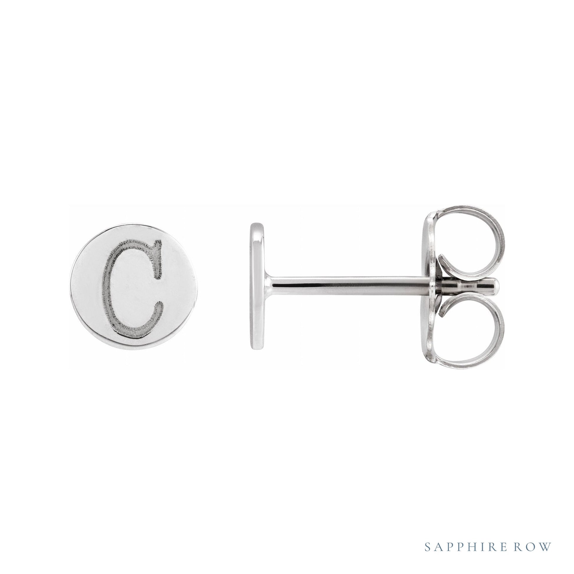 Sapphire Row Engravable Gold Disc Stud Earrings - Platinum, 5 mm (view 3)