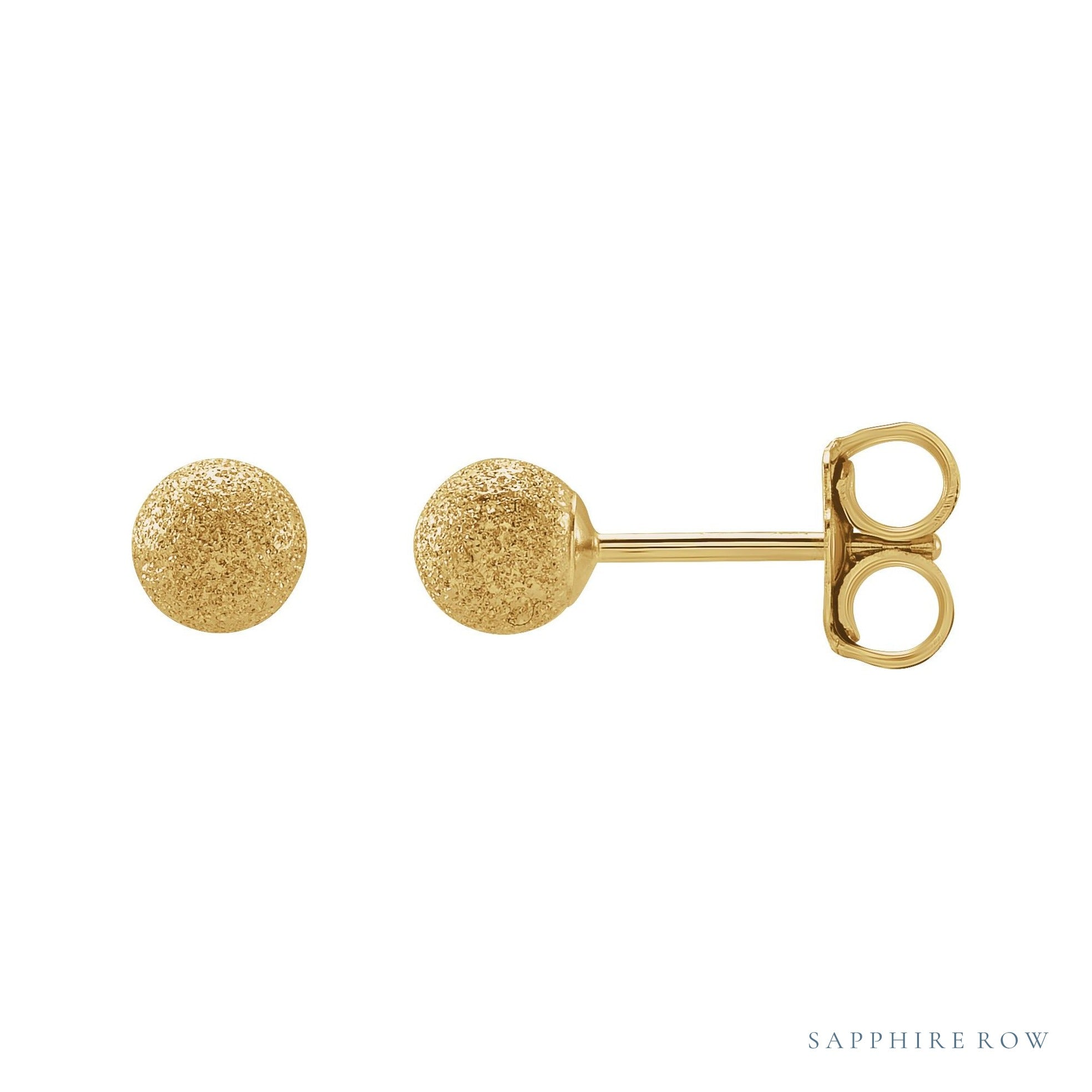 Sapphire Row Gold Stardust Ball Stud Earrings - 14K Yellow Gold
