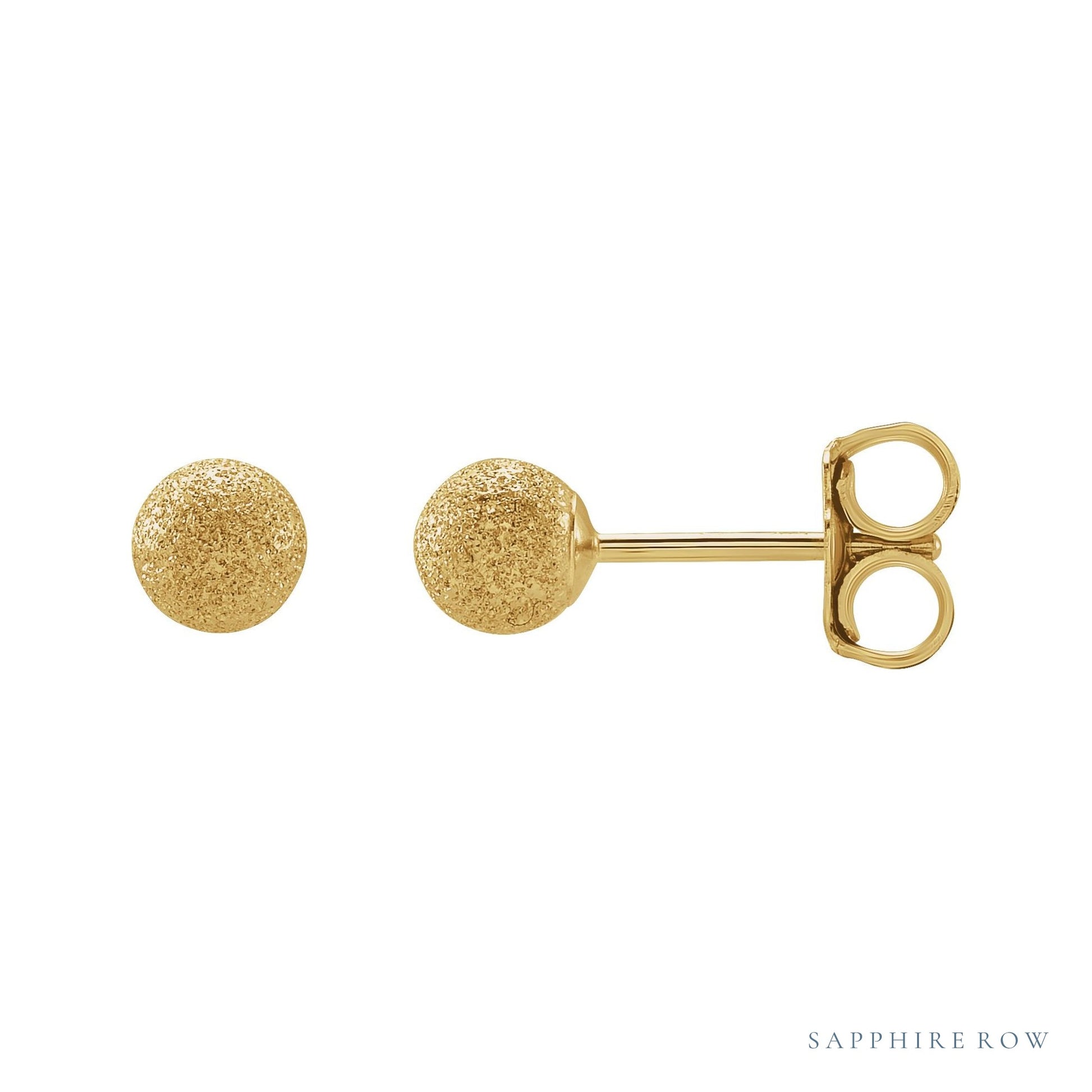 Sapphire Row Gold Stardust Ball Stud Earrings - 14K Yellow Gold