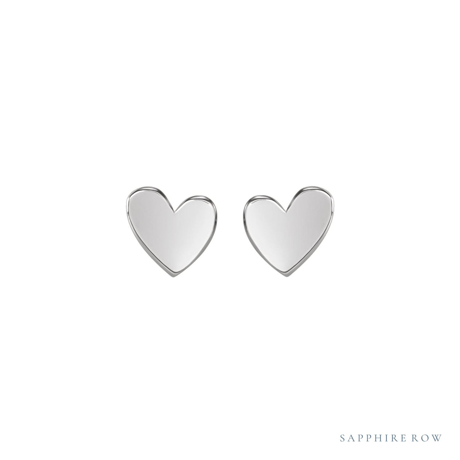 Sapphire Row Gold Sweetheart Heart Stud Earrings - 14K White Gold, 6 mm (view 2)