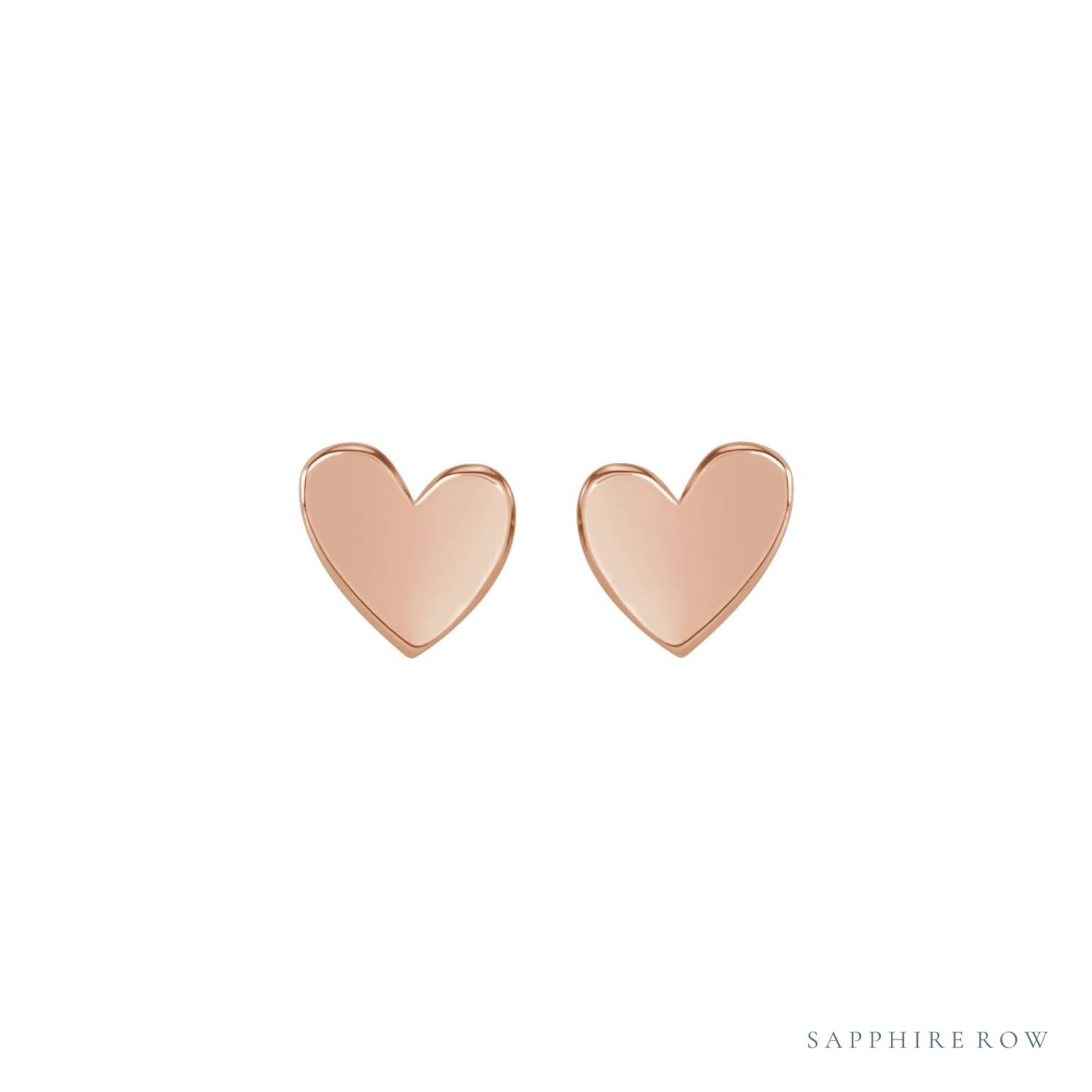 Sapphire Row Gold Sweetheart Heart Stud Earrings - 14K Rose Gold, 6 mm (view 2)