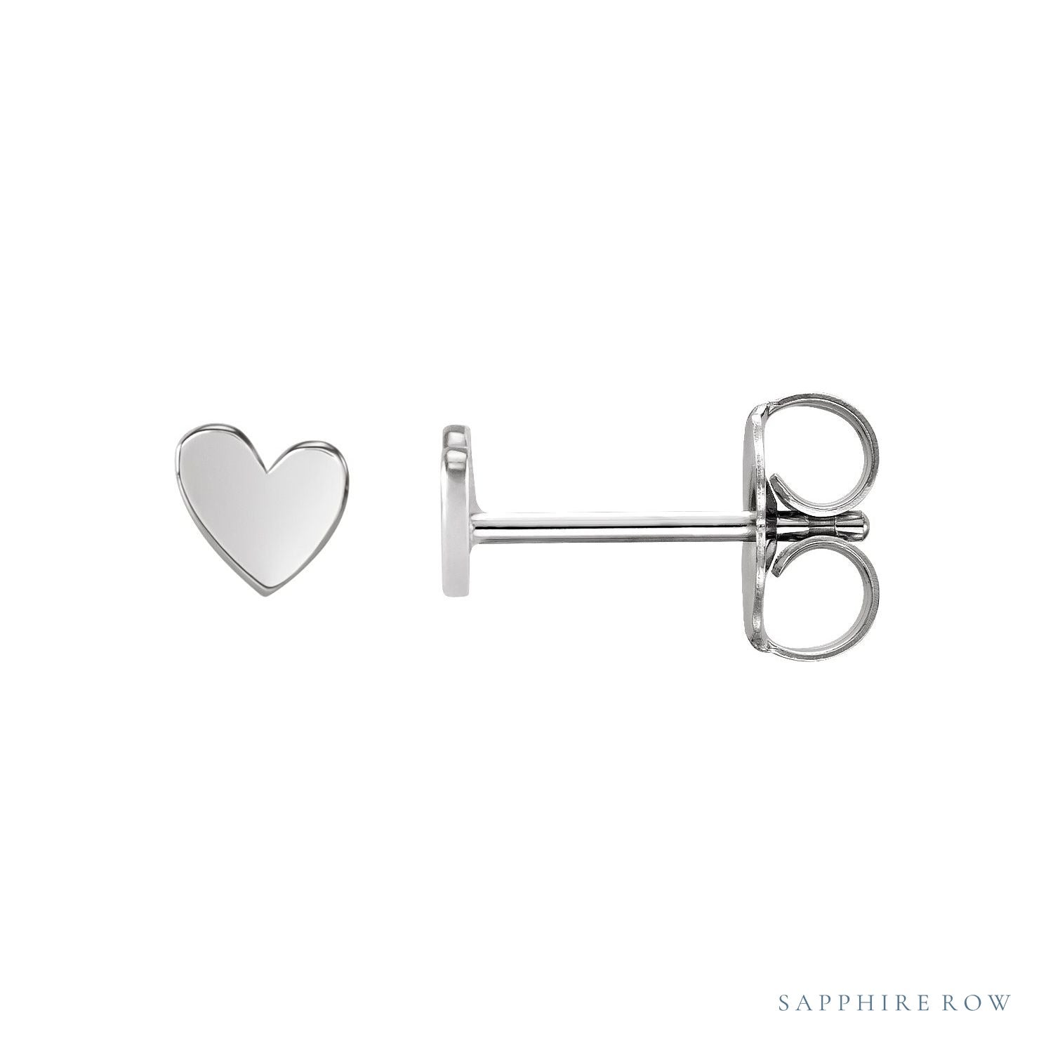 Sapphire Row Gold Sweetheart Heart Stud Earrings - Platinum, 4 mm