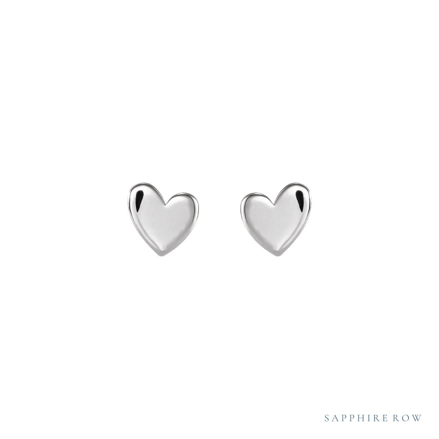 Sapphire Row Gold Sweetheart Heart Stud Earrings - Platinum, 4 mm (view 2)